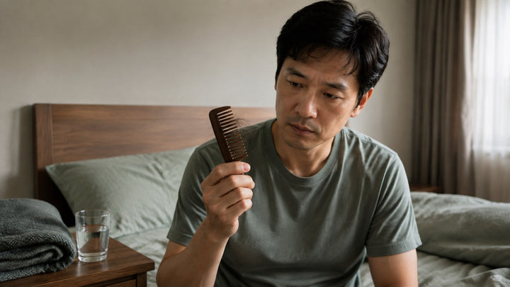 Man recovering after a fever and noticing extra hair in his comb
