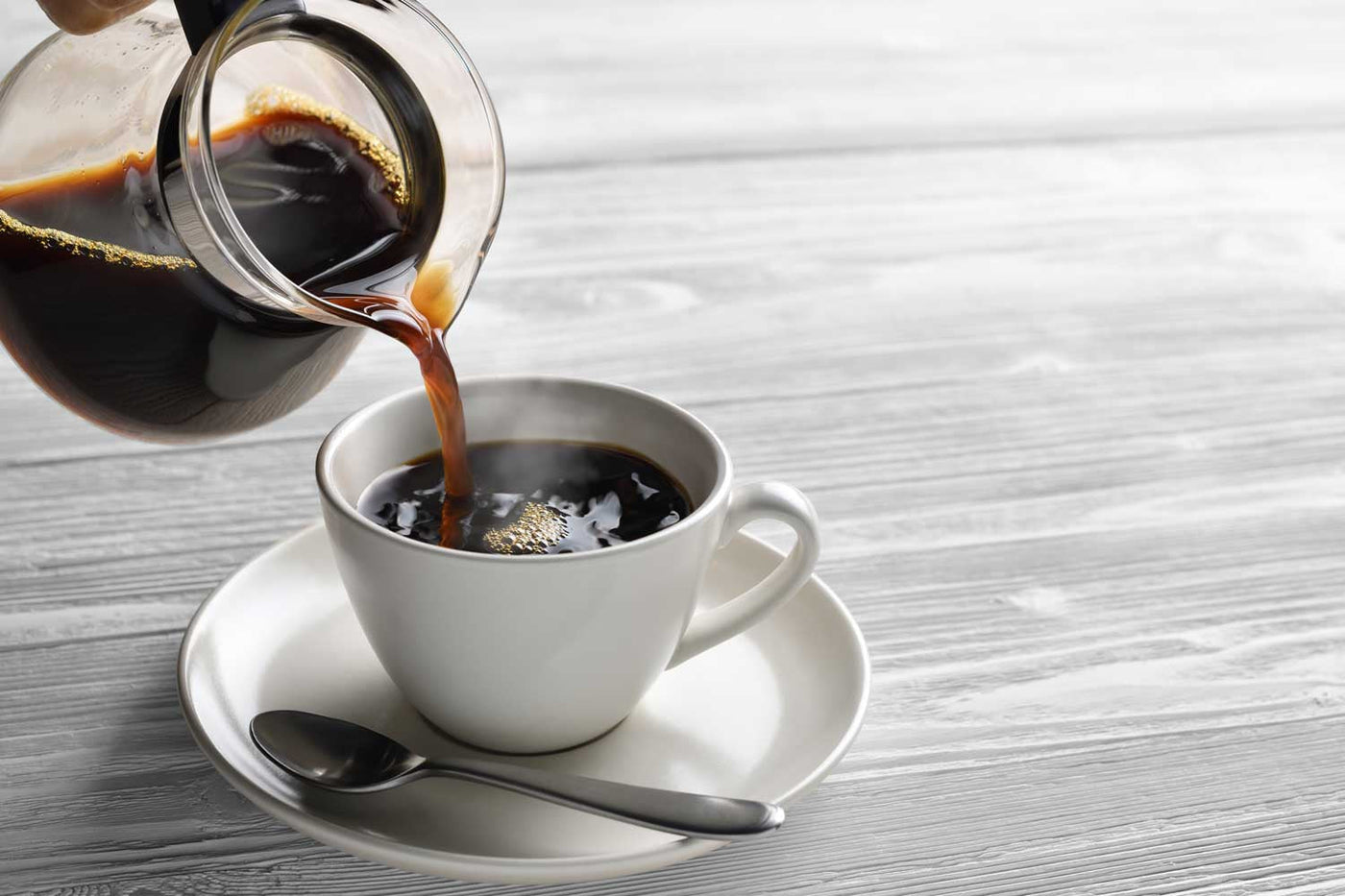 Cup of coffee with guidance on caffeine amount and safety