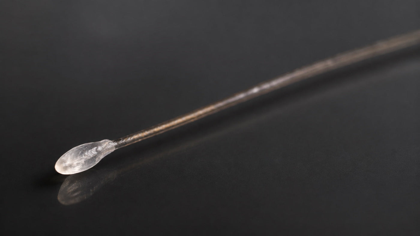 Macro photograph of the translucent white club bulb on a naturally shed hair