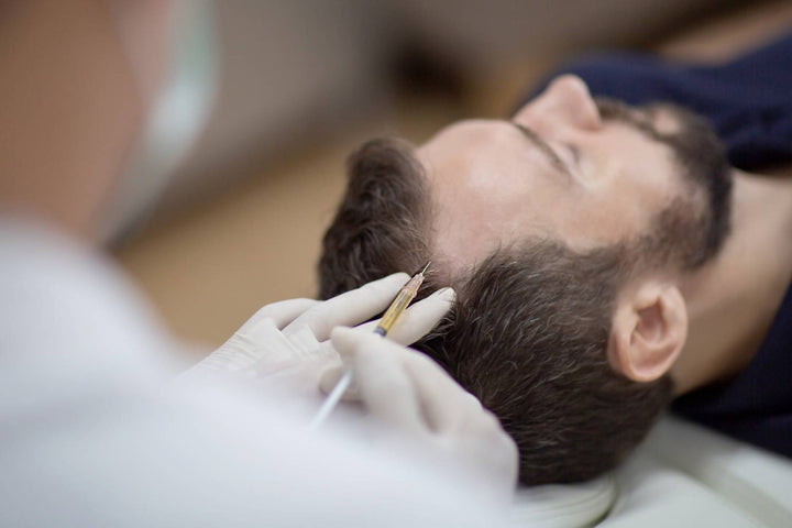 Platelet-rich plasma scalp procedure performed in a medical clinic
