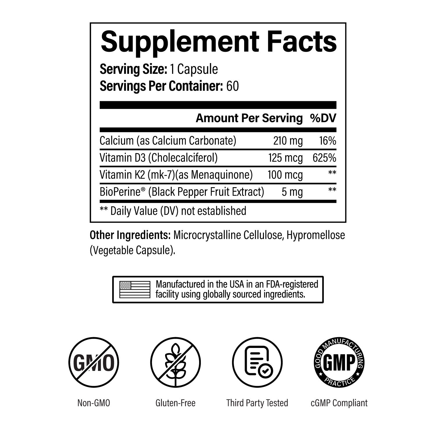 D3 + K2 with Calcium & BioPerine®